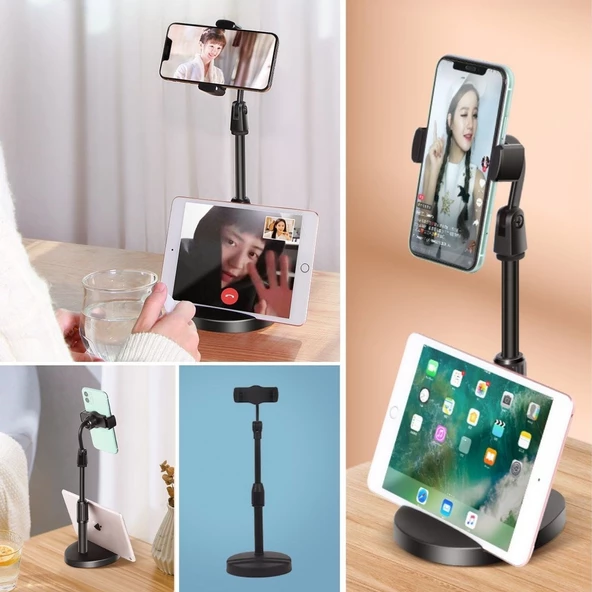 Woody Sofia Masa Üstü Tablet ve Telefon Tutucu Plastik Aparat Siyah Telefon Standı - 4