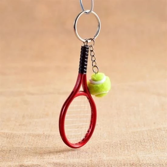 Hediye Anahtarlık Gerçekçi Tenis Raketi Tasarımlı Şık Anahtarlık Kolye Çanta Süsü Tennis Keychain - 8
