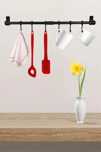 Woody Sofia ® Duvara Monte Edilen 6 Kancalı Dekor Kaşıklık ve Kupa Askısı - 7