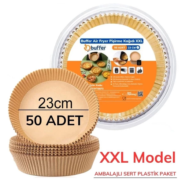 Woody Sofia 50 Adet Air Fryer Pişirme Kağıdı Tek Kullanımlık  23 Cm Yuvarlak Pişirme Kağıdı XXL PVC li