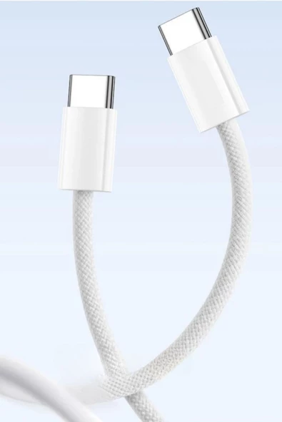 Woody Sofia Apple 15/15 Pro Type-C to Type-C Hasır Örgü Hızlı Şarj Kablosu (1m) - 8