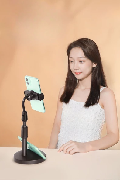 Woody Sofia Masa Üstü Tablet ve Telefon Tutucu Plastik Aparat Siyah Telefon Standı - 7