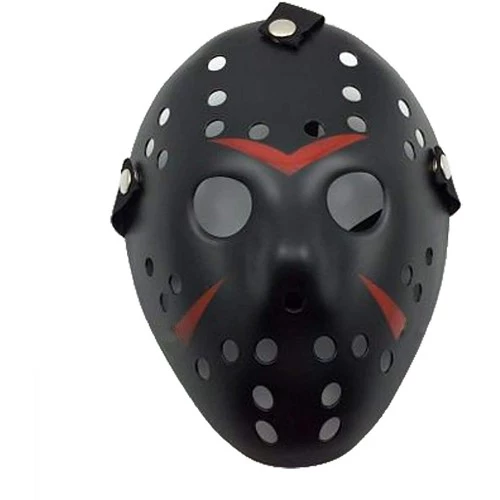 Siyah Kırmızı Çizgili Jason Hannibal Maskesi - 3