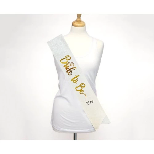 Altın Bride To Be Yazılı Beyaz Kuşak - 3
