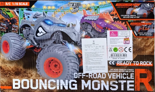 K16-41 BOUNCING MONSTER KUMANDALI ARABA 1:16 ÖLÇEK 25 cm - 2