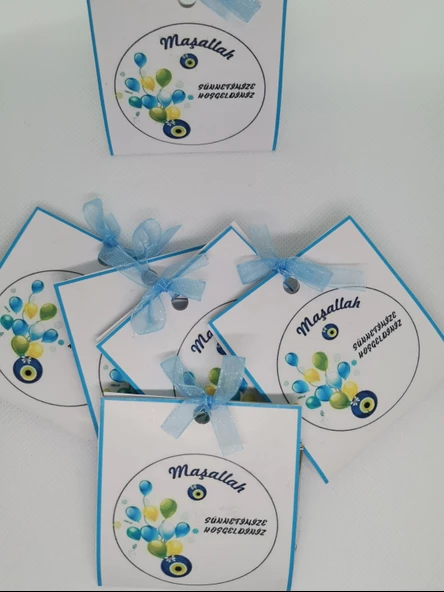 50 Adet Özel Tasarım Hazır Paketlenmiş Hediyelik Dağıtmalık Maaşallah Yazılı Sünnet Kınası - Resim 3