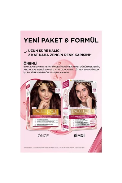 Excellence Creme Saç Boyası 4.15 Büyüleyici Kahve - 3
