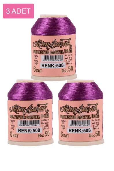 3 Adet Altınbaşak Oya ve Dantel İpi 20 gr - Royaleks - No: 508