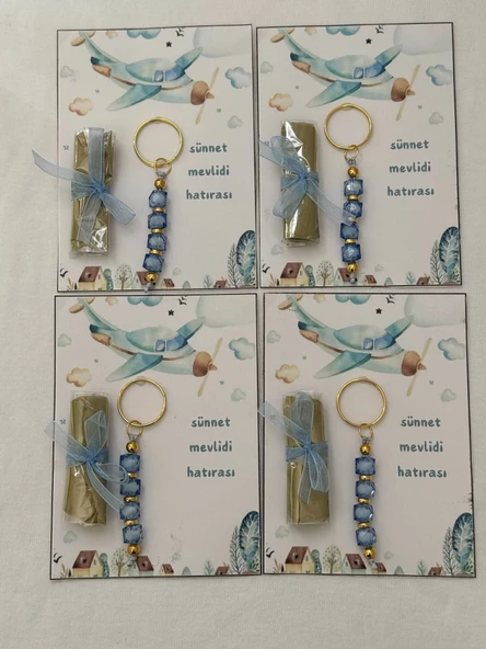 25 Adet Uçak Görsel Hazır Paketlenmiş Hediyelik Dağıtmalık Sünnet Kınası ve Anahtarlık - Resim 4