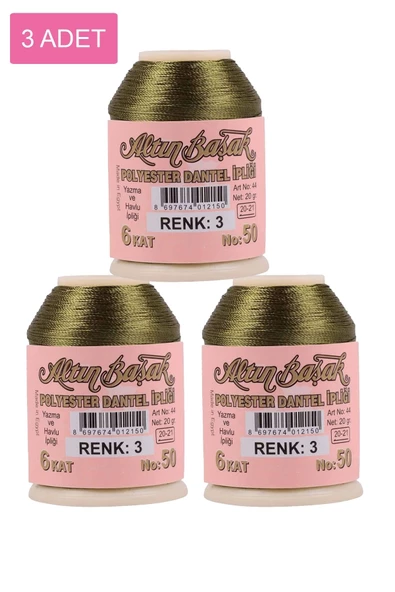 Royaleks 3 Adet Altınbaşak Oya ve Dantel İpi 20 gr - Royaleks - No: 003