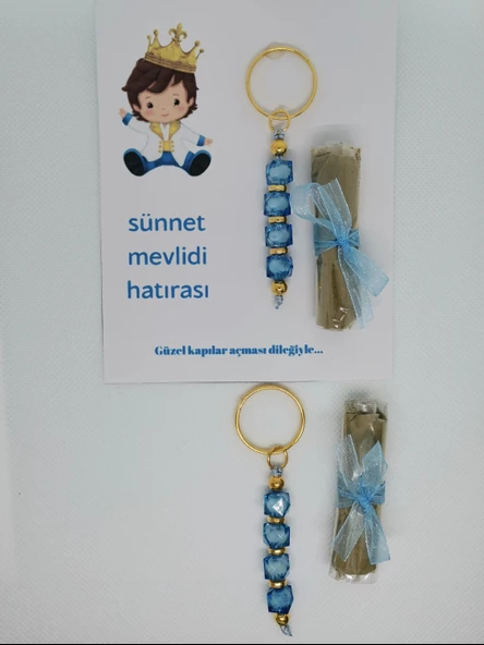 100 Adet Çocuk Görsel Hazır Paketlenmiş Hediyelik Dağıtmalık Sünnet Kınası ve Anahtarlık - Resim 2