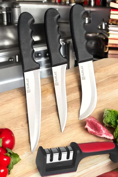SürLaz Mutfak Bıçak Seti 4 Parça Bileme Aparatı Et, Ekmek, Sebze Pro Set - 1