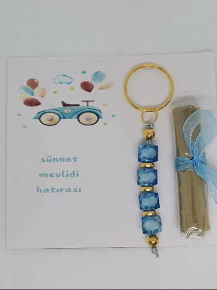 25 Adet Araba Görsel Hazır Paketlenmiş Hediyelik Dağıtmalık Sünnet Kınası ve Anahtarlık - Resim 2