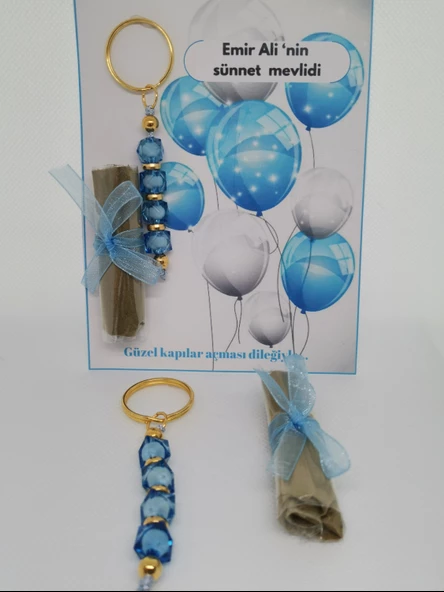 75 Adet Balon Görsel Hazır Paketlenmiş Hediyelik Dağıtmalık Sünnet Kınası ve Anahtarlık - Resim 2