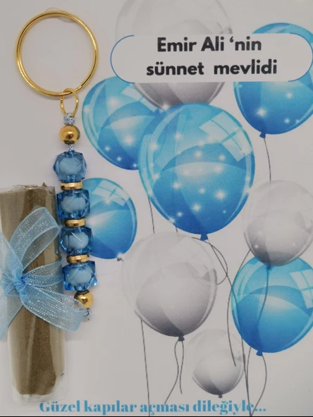 50 Adet Balon Görsel Hazır Paketlenmiş Hediyelik Dağıtmalık Sünnet Kınası ve Anahtarlık