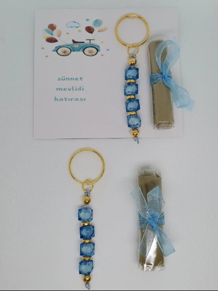 25 Adet Araba Görsel Hazır Paketlenmiş Hediyelik Dağıtmalık Sünnet Kınası ve Anahtarlık - Resim 3