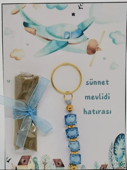 100 Adet Uçak Görsel Hazır Paketlenmiş Hediyelik Dağıtmalık Sünnet Kınası ve Anahtarlık