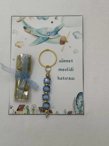 25 Adet Uçak Görsel Hazır Paketlenmiş Hediyelik Dağıtmalık Sünnet Kınası ve Anahtarlık - Resim 3