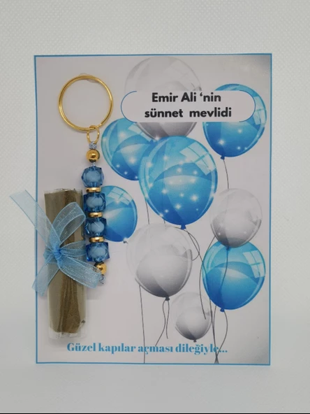 100 Adet Balon Görsel Hazır Paketlenmiş Hediyelik Dağıtmalık Sünnet Kınası ve Anahtarlık - 3