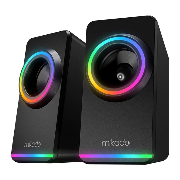 Mikado MD-182 2.0 3W*2 Siyah RGB USB + 3.5mm USB 5V Speaker