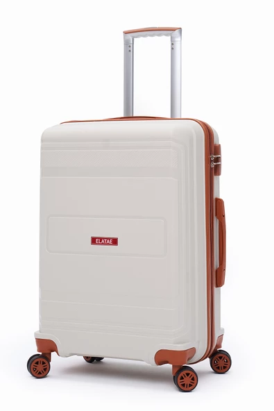 Elatae Premium Polipropilen Orta Boy Kırılmaz Valiz Bej - Camel V305