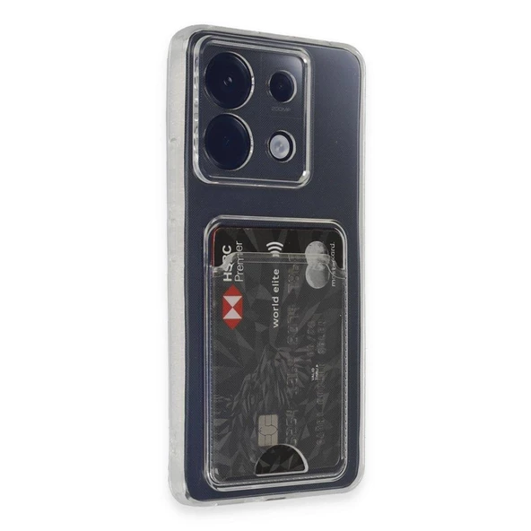 Smody Xiaomi Redmi Note 13 Pro 5G İle Uyumlu Kılıf Kartlıklı Şeffaf Silikon Kapak