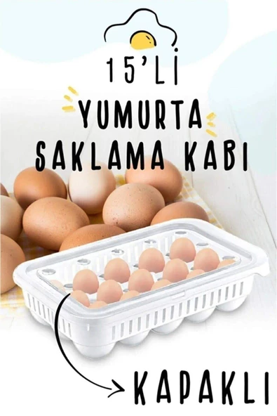 Royaleks 15'li Şeffaf Yumurta Saklama Kabı Yumurtalık Buzdolabına Uygun 15 li Yumurta Saklama