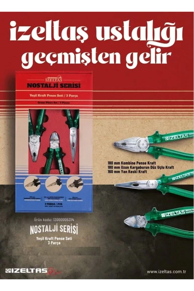 İzeltaş İzeltaş 13000005134 Nostalji Serisi Kraft Pense Seti 3 Parça