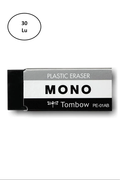 Tombow Mono Silgi, 23x11x55mm, Siyah 30'lu