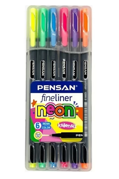 Pensan Fineliner Kalem 6lı Neon Plastik Kutu