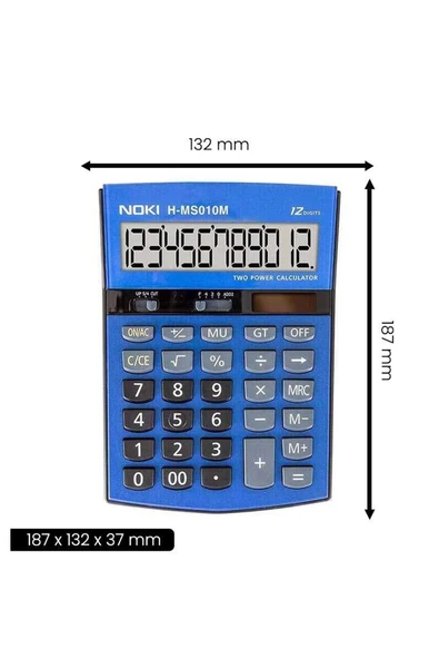 Noki H-ms010m Masaüstü Hesap Makinesi 12 Haneli - Mavi - 2