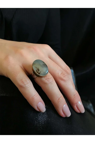 Asya Serisİ Gümüş Yemen Akiği Bayan Otantik Yüzük 925 Ayar Ayarlanabilir Ölçülü - 5