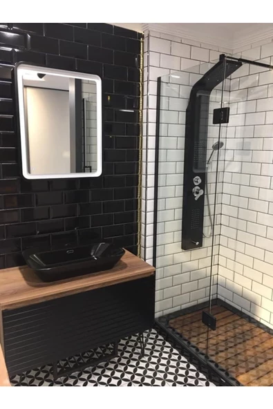 Sam Banyo Kuğu Siyah Dikey Duş Paneli