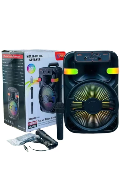 PL-4596 BT+USB+TF+AUX+Kumanda 20W Çift Mikrofonlu Işıklı Toplantı-Parti Kule Hoparlör - 4