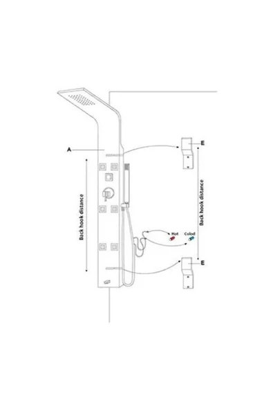 Sam Banyo Kuğu Siyah Dikey Duş Paneli - 5