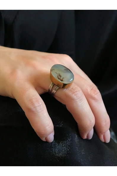 Asya Serisİ Gümüş Yemen Akiği Bayan Otantik Yüzük 925 Ayar Ayarlanabilir Ölçülü - 2