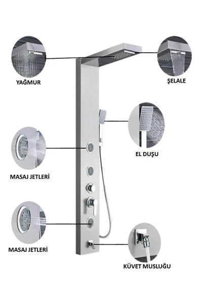 Sam Banyo Fırat Beyaz Masajlı Duş Paneli, Duş Kolonu, Robot Duş, Duş Fiskiyesi, Duş - 2