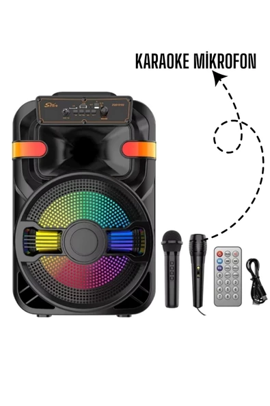 PL-4596 BT+USB+TF+AUX+Kumanda 20W Çift Mikrofonlu Işıklı Toplantı-Parti Kule Hoparlör - 2