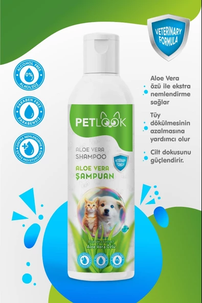 PetLook Köpek Kuru Köpük Şampuanı Aloavera Özlü 200 ml, Köpük Kedi ve Köpek Şampuanı