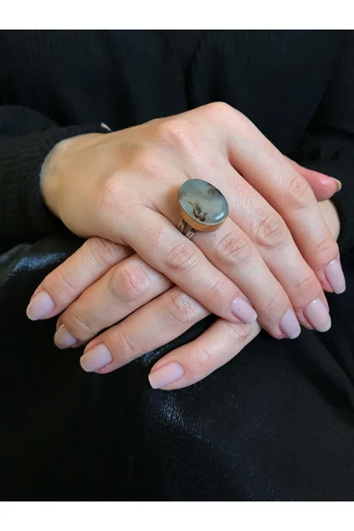 Asya Serisİ Gümüş Yemen Akiği Bayan Otantik Yüzük 925 Ayar Ayarlanabilir Ölçülü