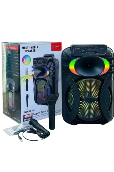 PL-4596 BT+USB+TF+AUX+Kumanda 20W Çift Mikrofonlu Işıklı Toplantı-Parti Kule Hoparlör - 5