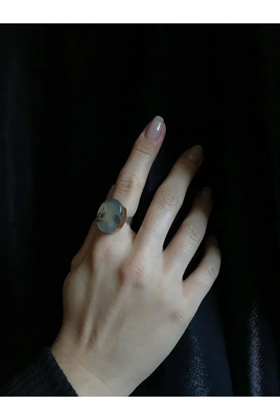 Asya Serisİ Gümüş Yemen Akiği Bayan Otantik Yüzük 925 Ayar Ayarlanabilir Ölçülü - 3