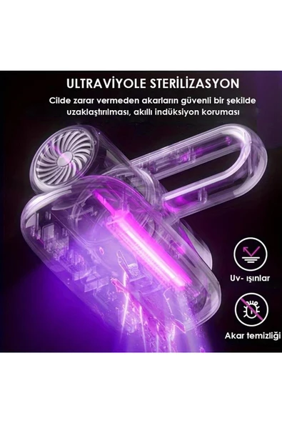 Afm Tech Jby-23-168 Gold Şarjlı Uv-C Işınlı 100W Akar Temizleme El Süpürgesi - 3