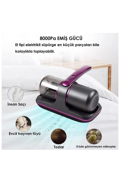 Afm Tech Jby-23-168 Gold Şarjlı Uv-C Işınlı 100W Akar Temizleme El Süpürgesi - 7
