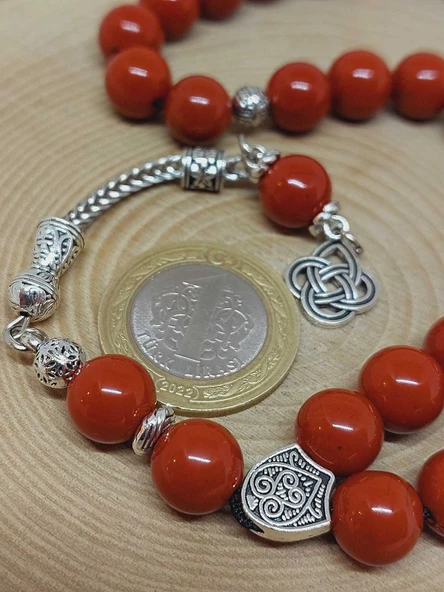 Jasper Taşı Kırmızı 33lük Tesbih 10mm (9790) - Resim 3