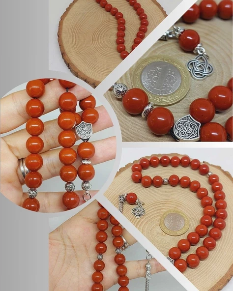 Jasper Taşı Kırmızı 33lük Tesbih 10mm (9790) ürün görseli