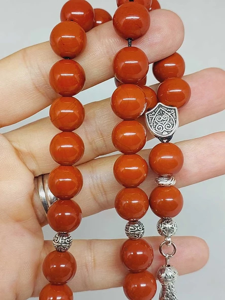 Jasper Taşı Kırmızı 33lük Tesbih 10mm (9790) - Resim 2