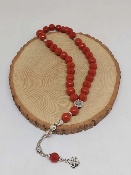 Jasper Taşı Kırmızı 33lük Tesbih 10mm (9790) - Resim 4