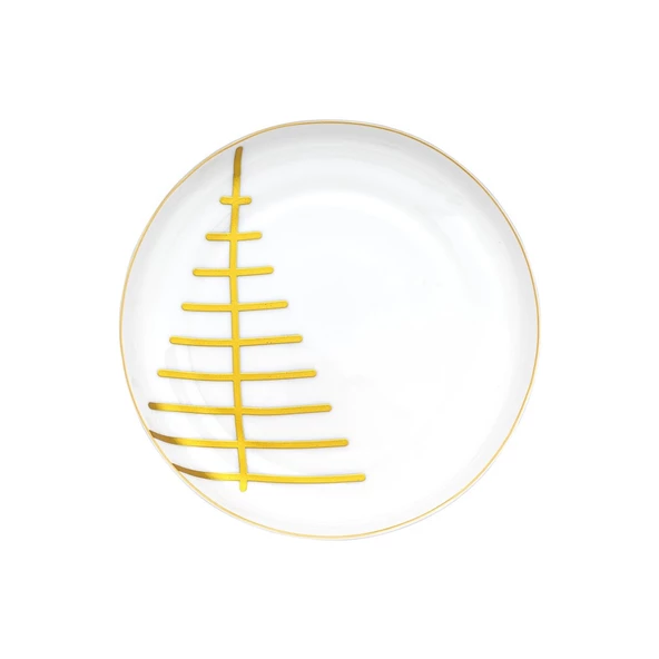 İSTANBUL PORSELEN STARLİGHT FİNE BONE NEW YEAR YILBAŞI PASTA TABAĞI GOLD 21 CM - 4