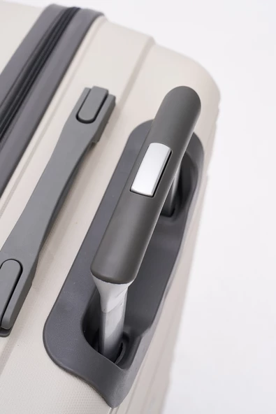Elatae Premium Polipropilen Kırılmaz 2'li Valiz Seti Büyük Boy - Orta Boy Bej - Antrasit V305 - Resim 7